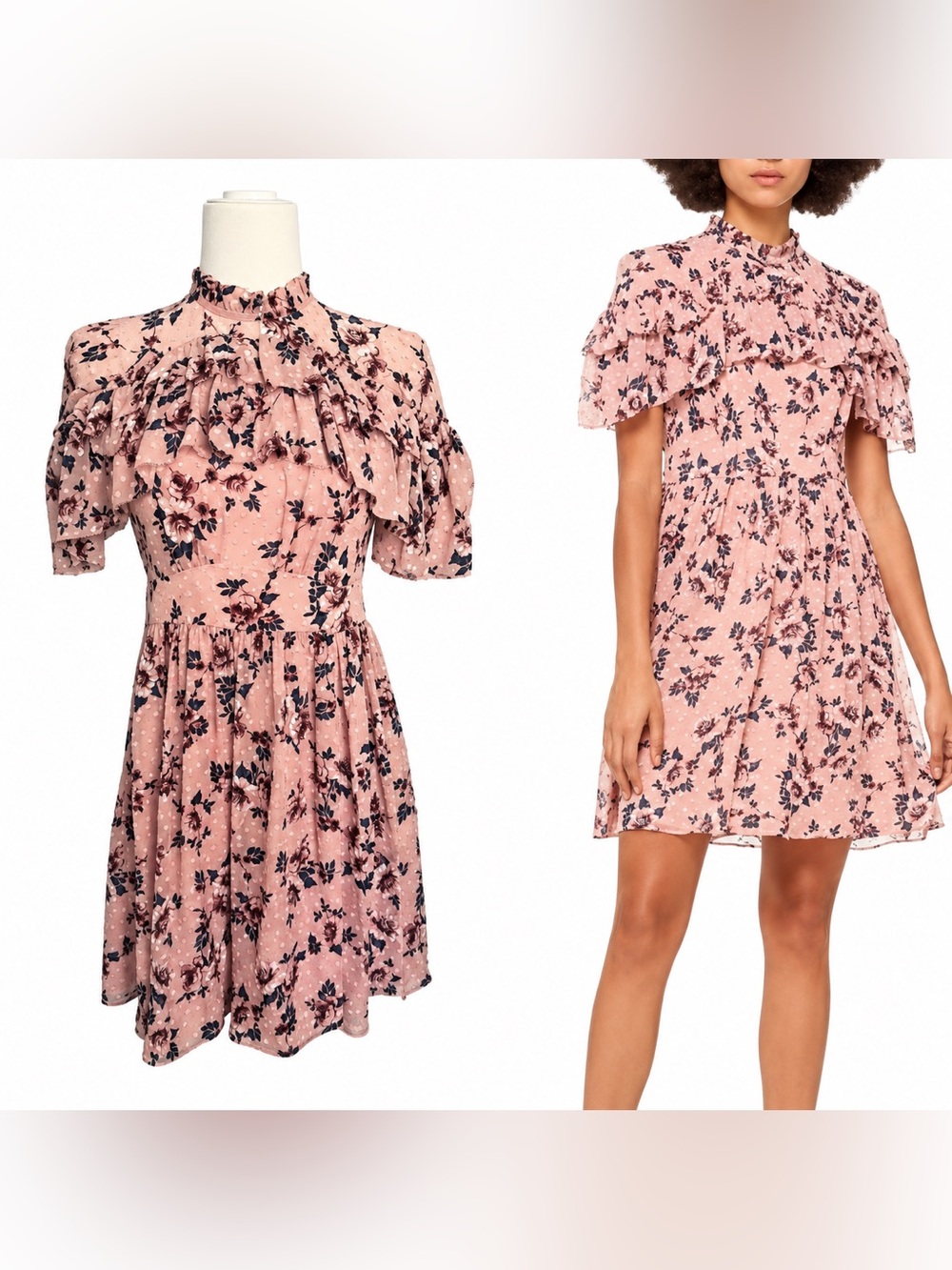 kate spade Pink Floral Ruffle Mini Dress